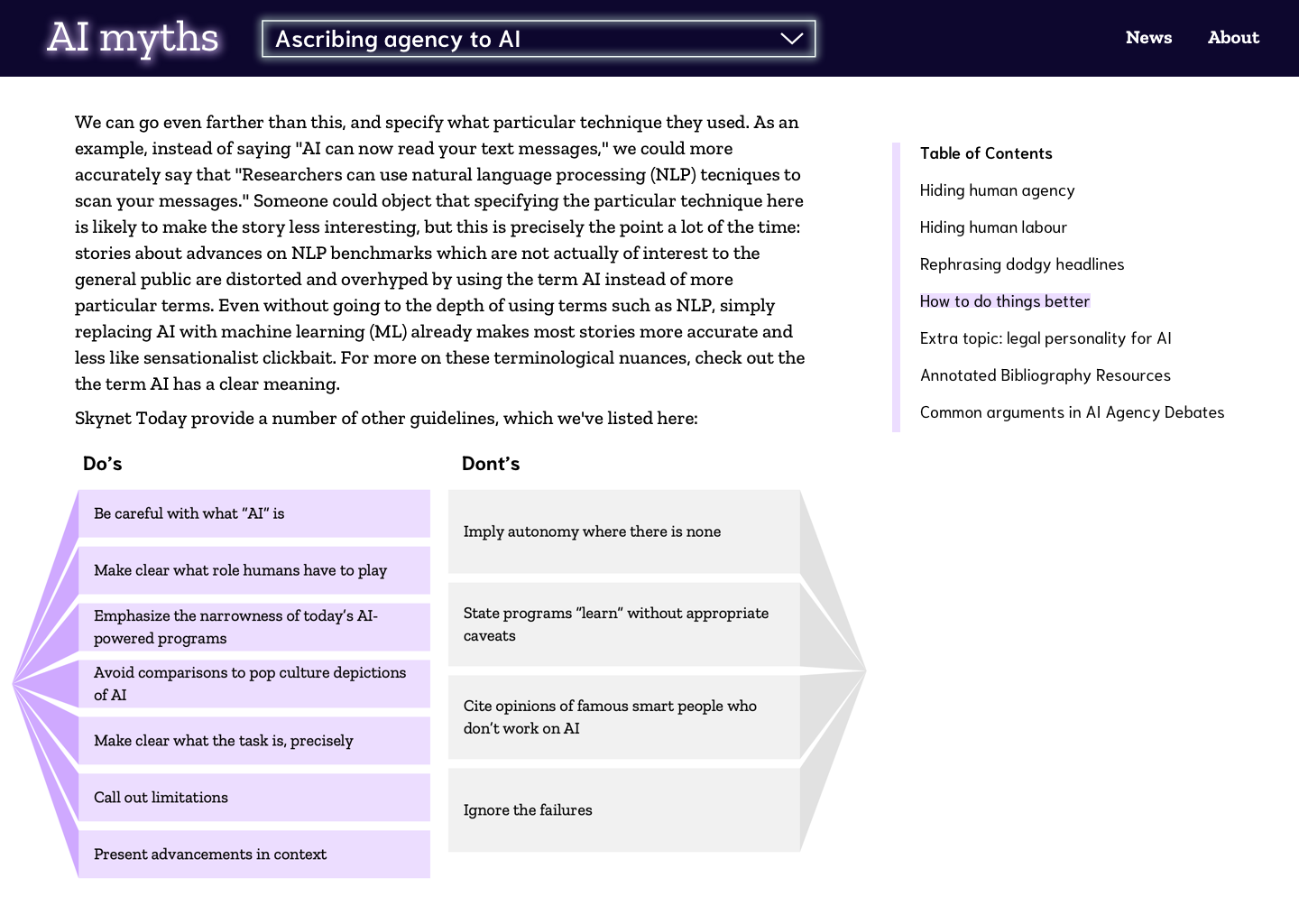 Screenshot of the website