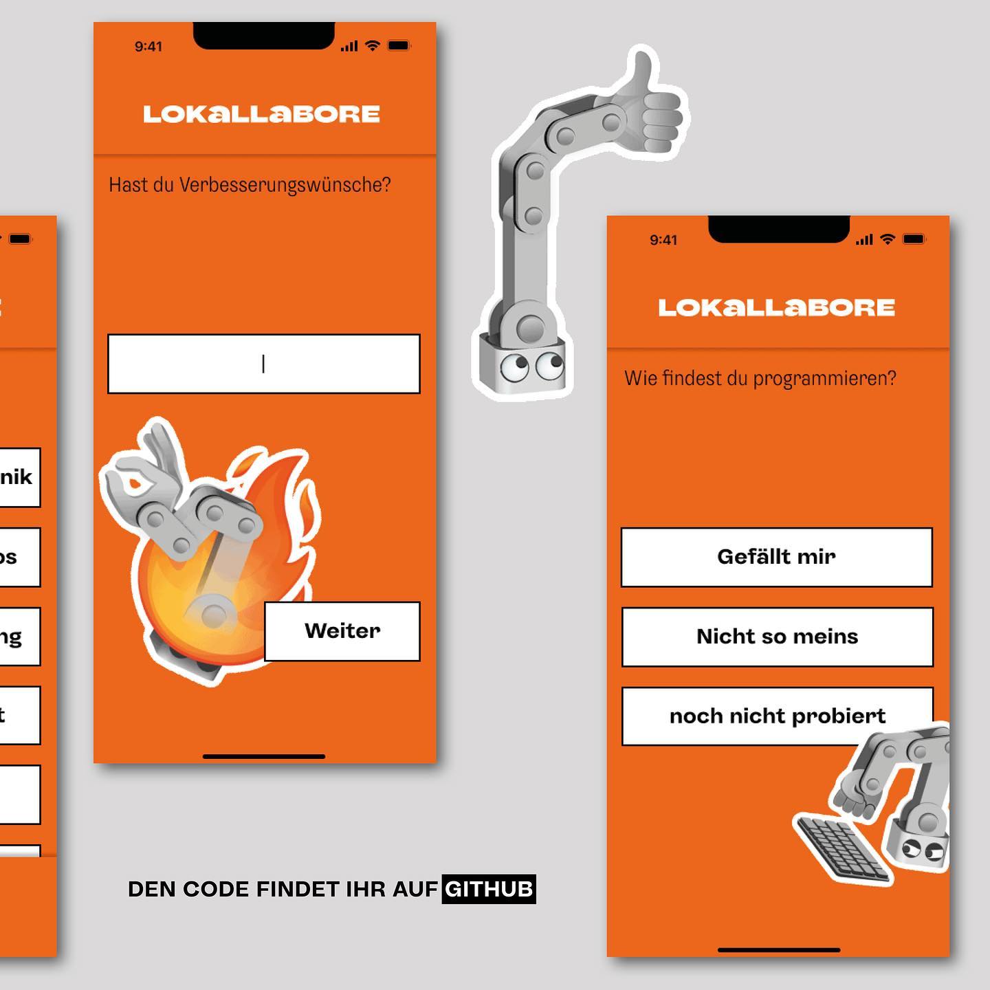 screenshots of the app