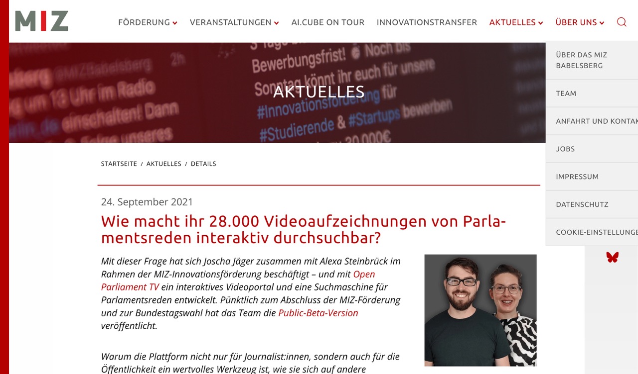 Screenshot of a news article about OPTV