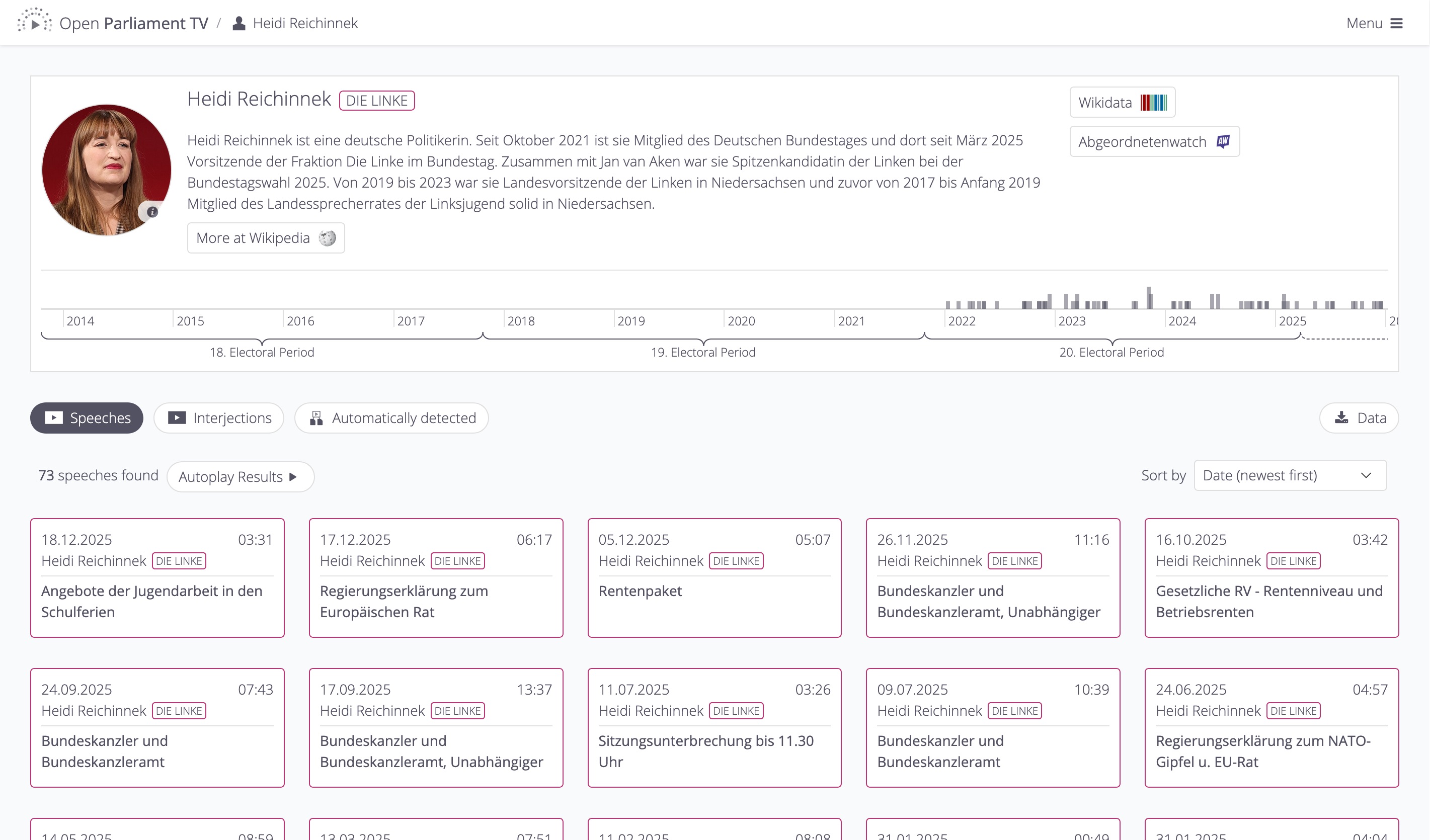 Screenshot of the website